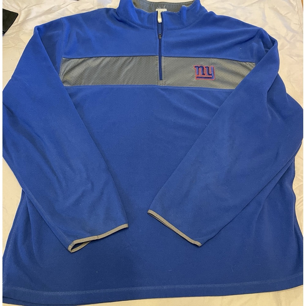 New York Giants‎ Fleece Sweatshirt 1/4 Zip Mens 2XL Blue NFL Cotton